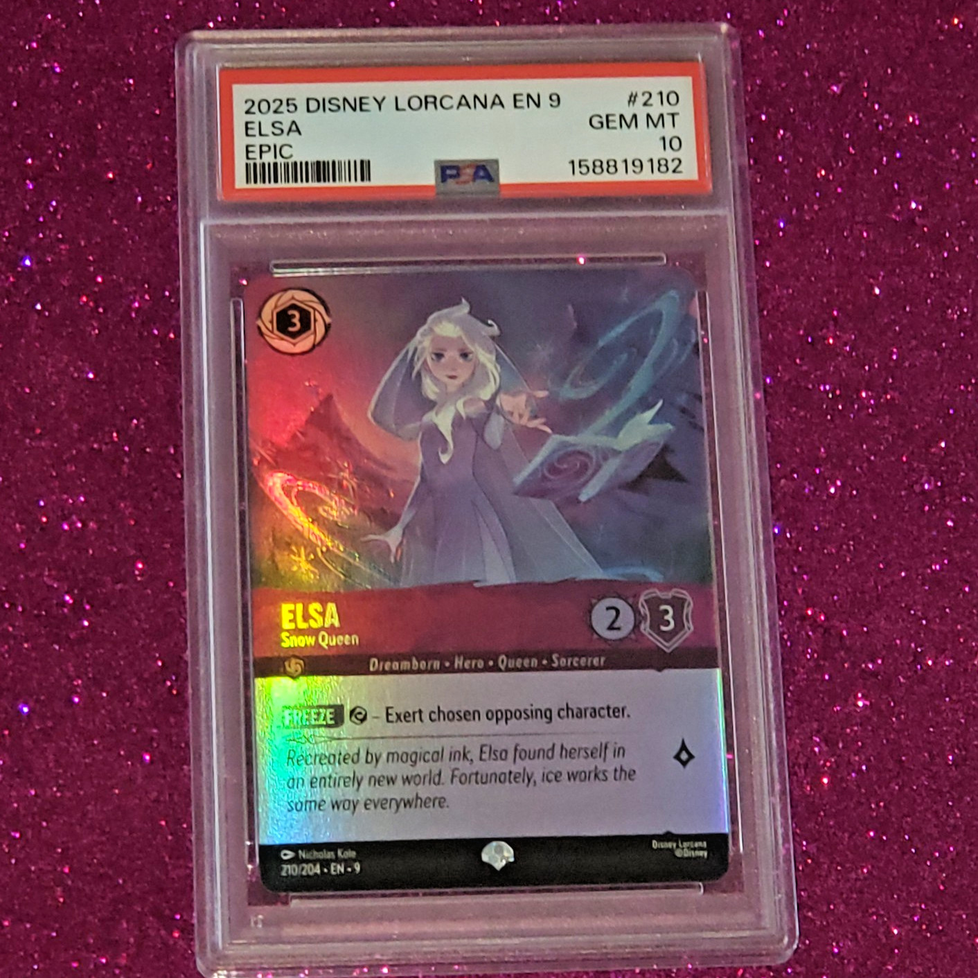 PSA 10 Elsa – Snow Queen (Epic) 210/204 Fabled Holo Disney Lorcana FREE SHIPPING