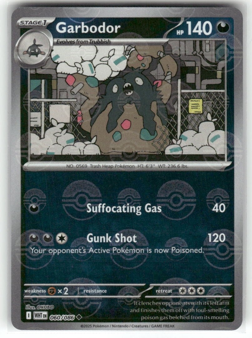 Garbodor 060/086 Poke Ball Pattern Holo White Flare Pokemon TCG