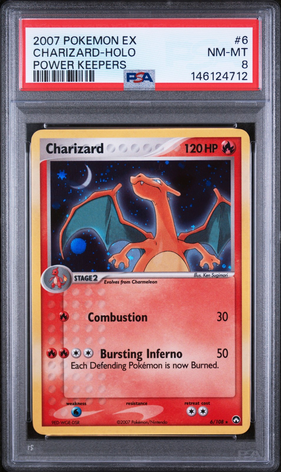 2007 POKEMON EX POWER KEEPERS #6 CHARIZARD-HOLO PSA 8