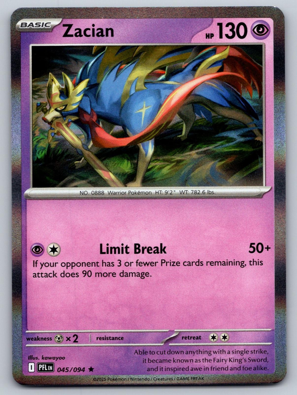 Zacian 045/094 Rare Phantasmal Flames Pokemon Holo Near Mint
