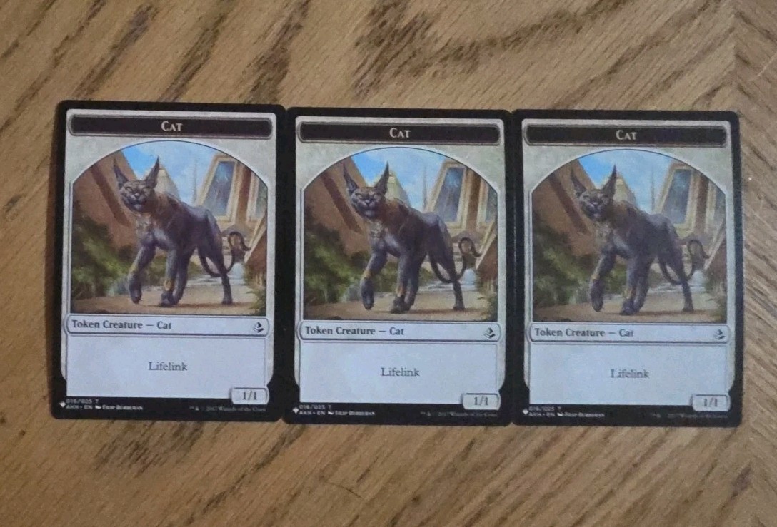 (3) NM Cat Dog Double-Sided Tokens “The List” Reprint AKH SNC