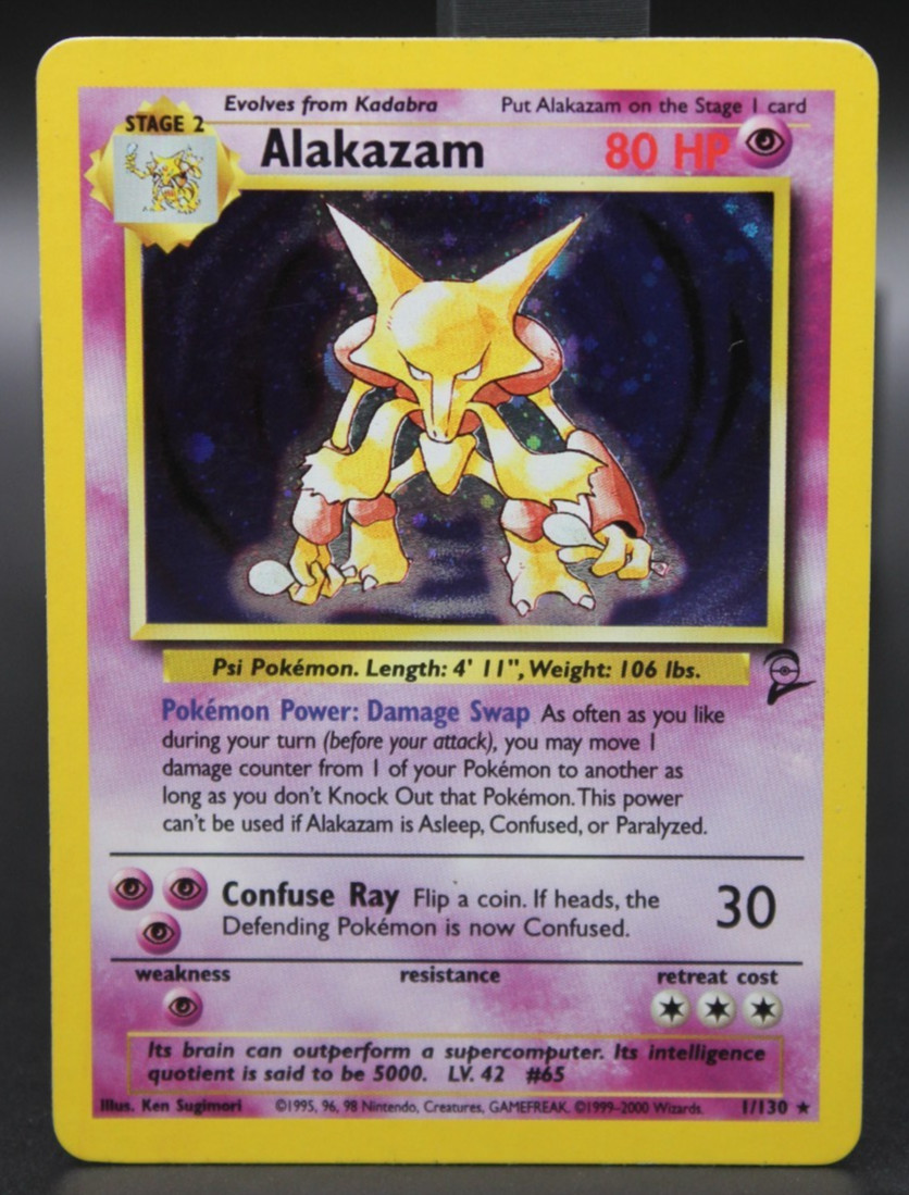 Alakazam 1/130 Base Set 2 Holo Rare Pokémon TCG 2000 WOTC LP Wizards