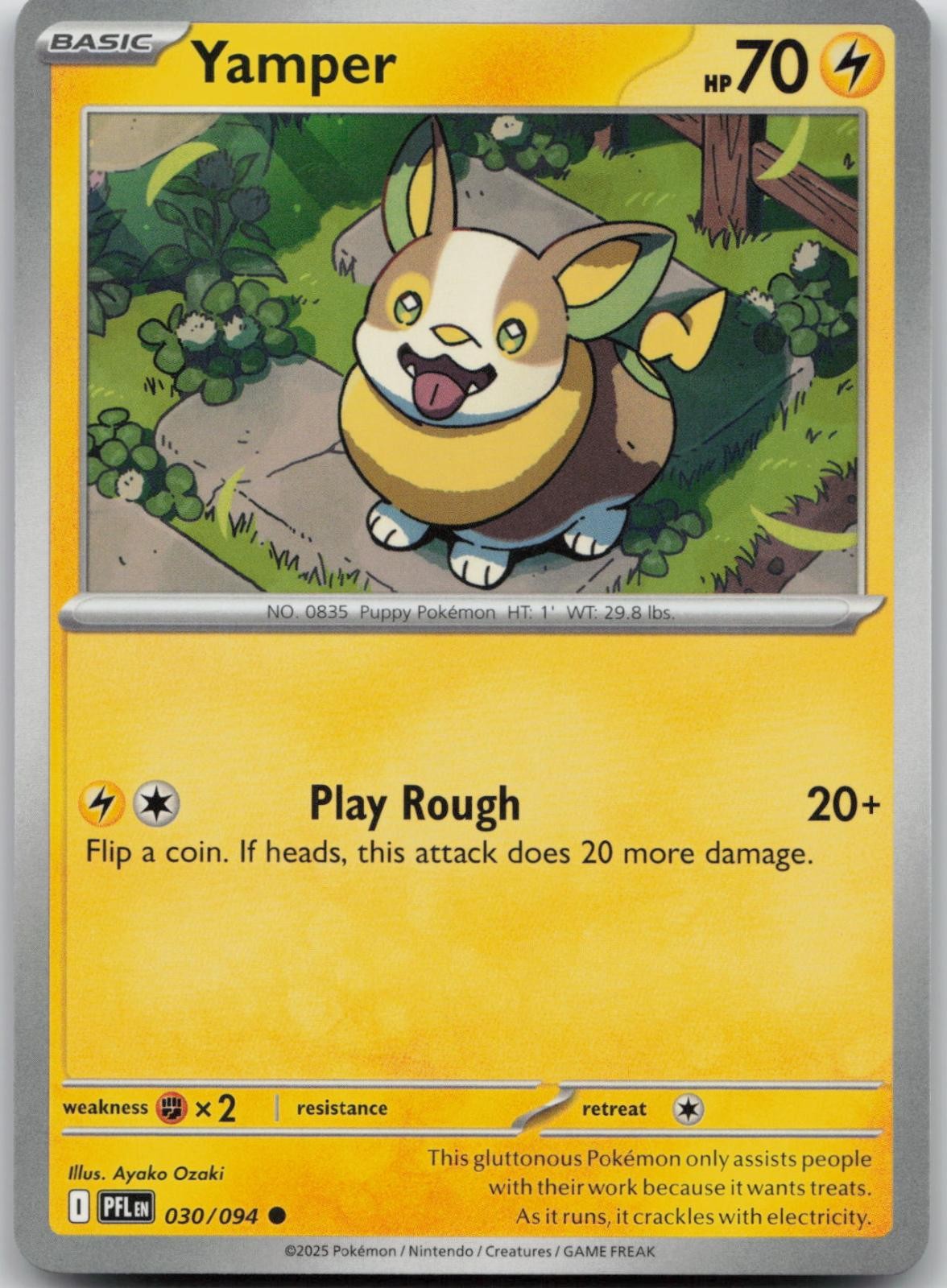 Yamper 030/094 Common Phantasmal Flames Pokemon Near Mint
