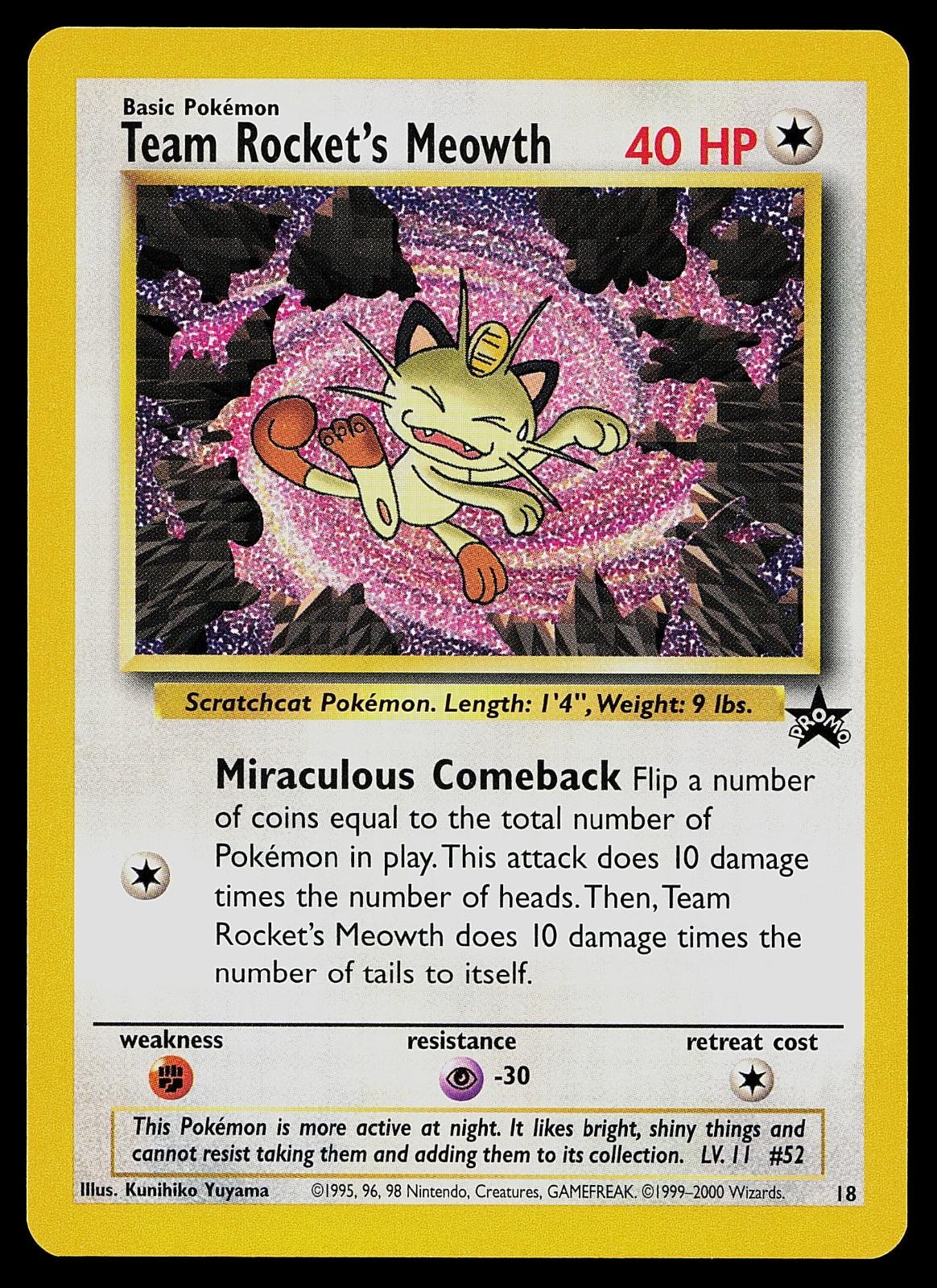 Pokemon Card – Team Rocket’s Meowth WOTC Black Star Promo 18