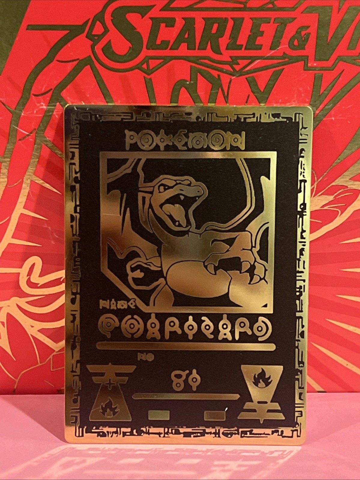 Pokémon Black & Gold Inspired Metal High Quality Fan Ancient Charizard Gift