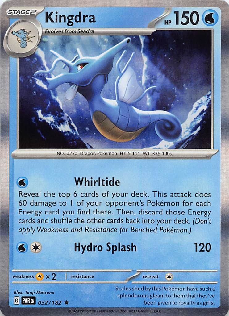 Kingdra Holo Rare Water Holofoil SV04: Paradox Rift PAR 032/182 Tonji Matsuno NM