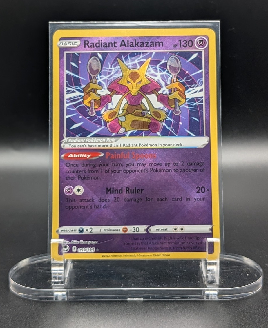 Radiant Alakazam #059/195 NM Holo Radiant Rare (Silver Tempest) SWSH12 Pokémon