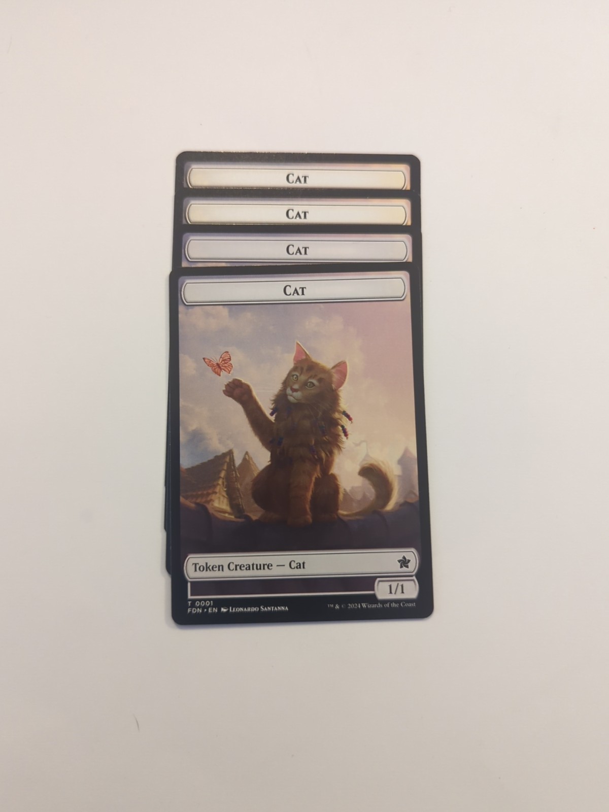 (4) Spirit (0007) Cat (0001) Token *PLAYSET* Foundations Regular NM MTG