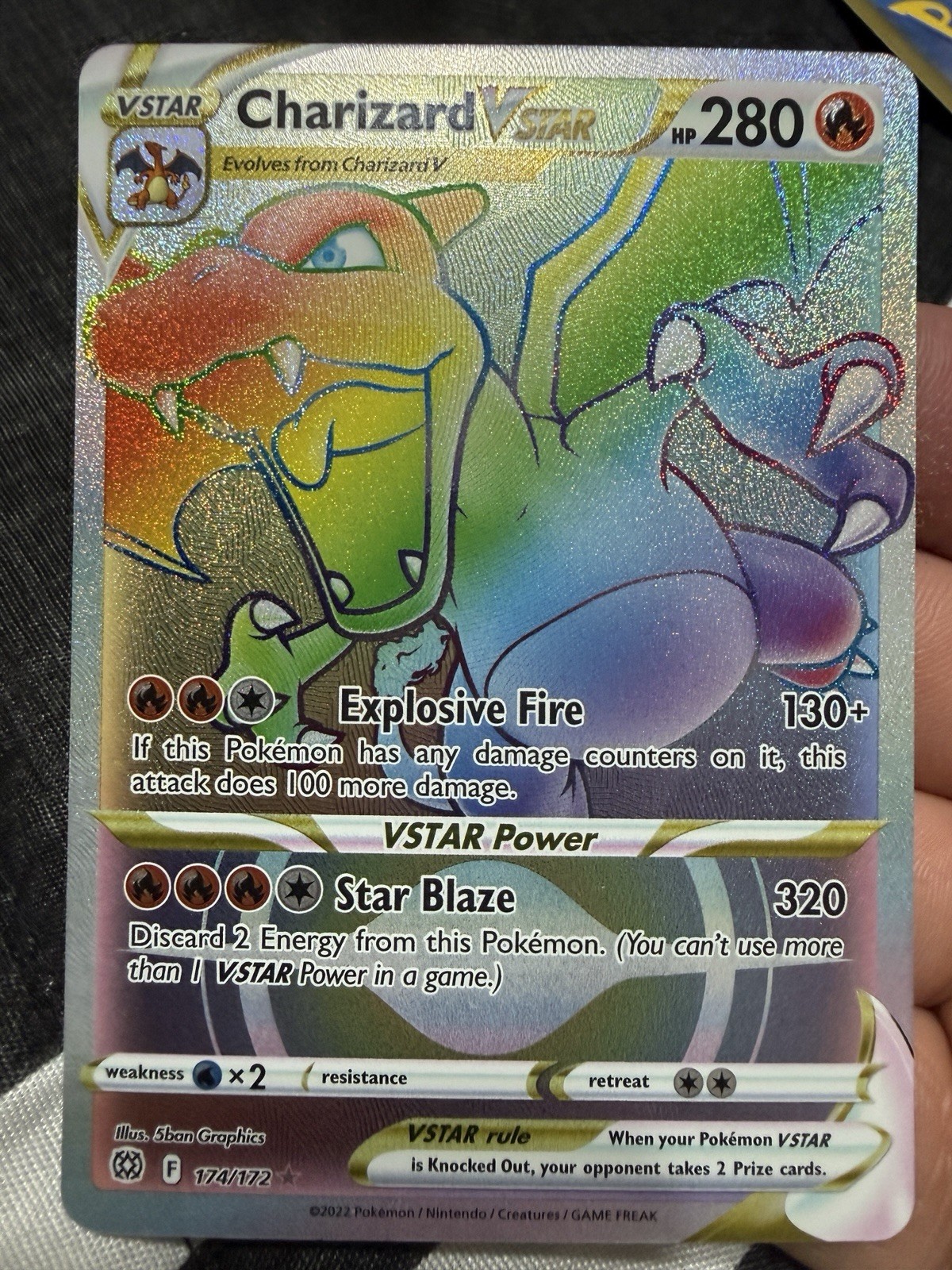 Charizard VSTAR Secret Rare Card 174/172 Brilliant Stars NM Condition