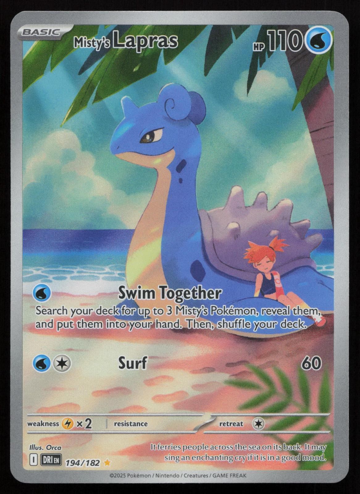 Misty’s Lapras 194/182 Holo Illustration Rare Destined Rivals Pokemon English NM