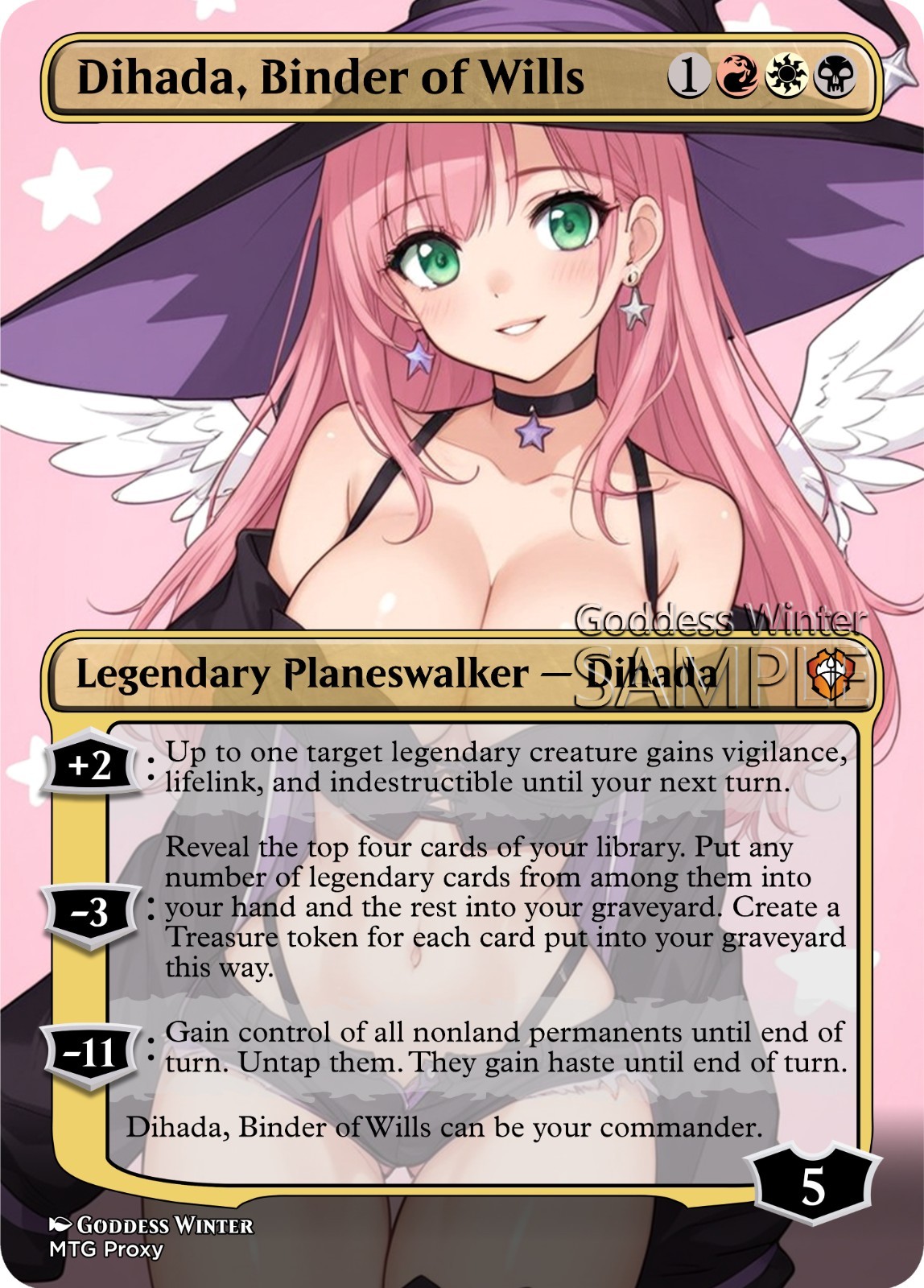MTG – Dihada, B inder of Wills – Fanart Borderless Style – EDH / Playtest