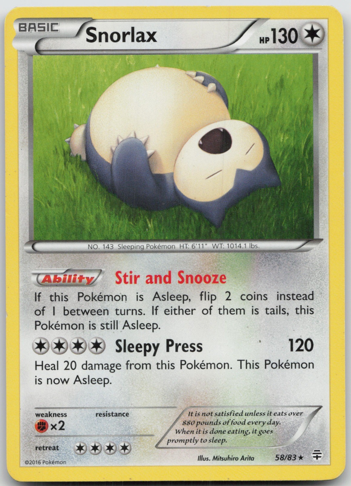 Snorlax Rare Generations 58/83 LP Mitsuhiro Arita