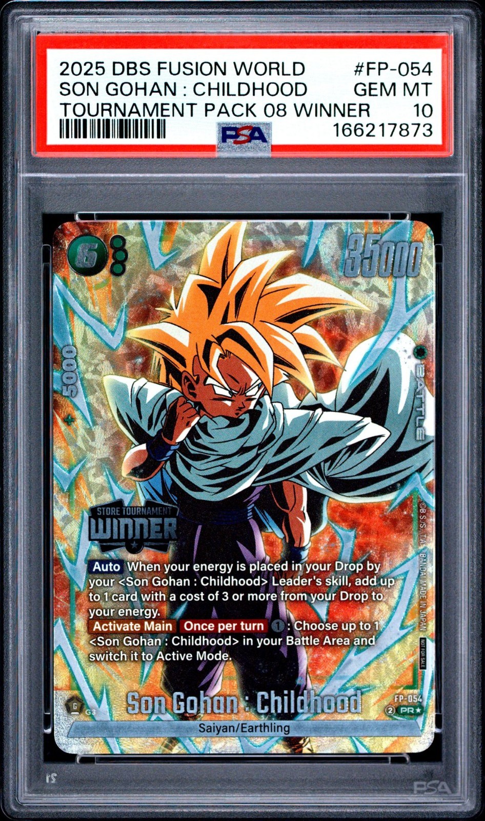 2025 DRAGON BALL SUPER TOURNAMENT PACK 08 WINNER FP-054 SON GOHAN PSA 10