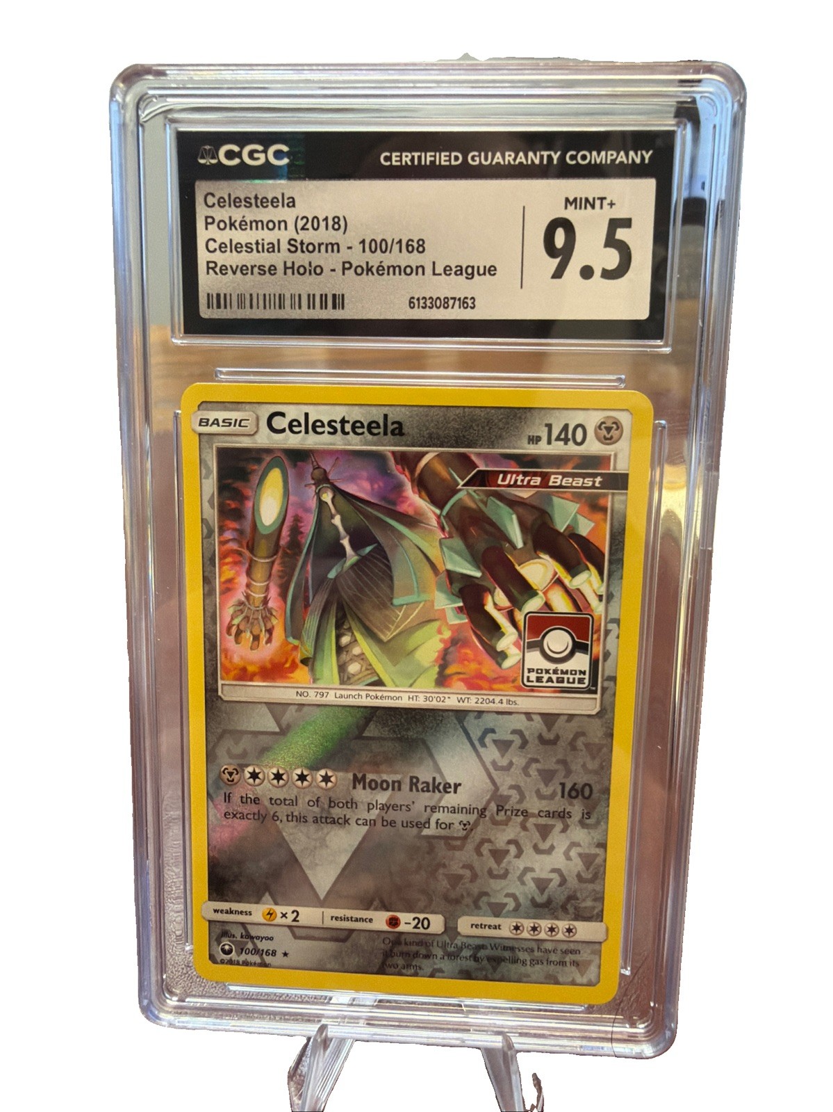 2018 POKEMON SUN & MOON CELESTIAL STORM #100 CELESTEELA-REVERSE FOIL CGC 9.5