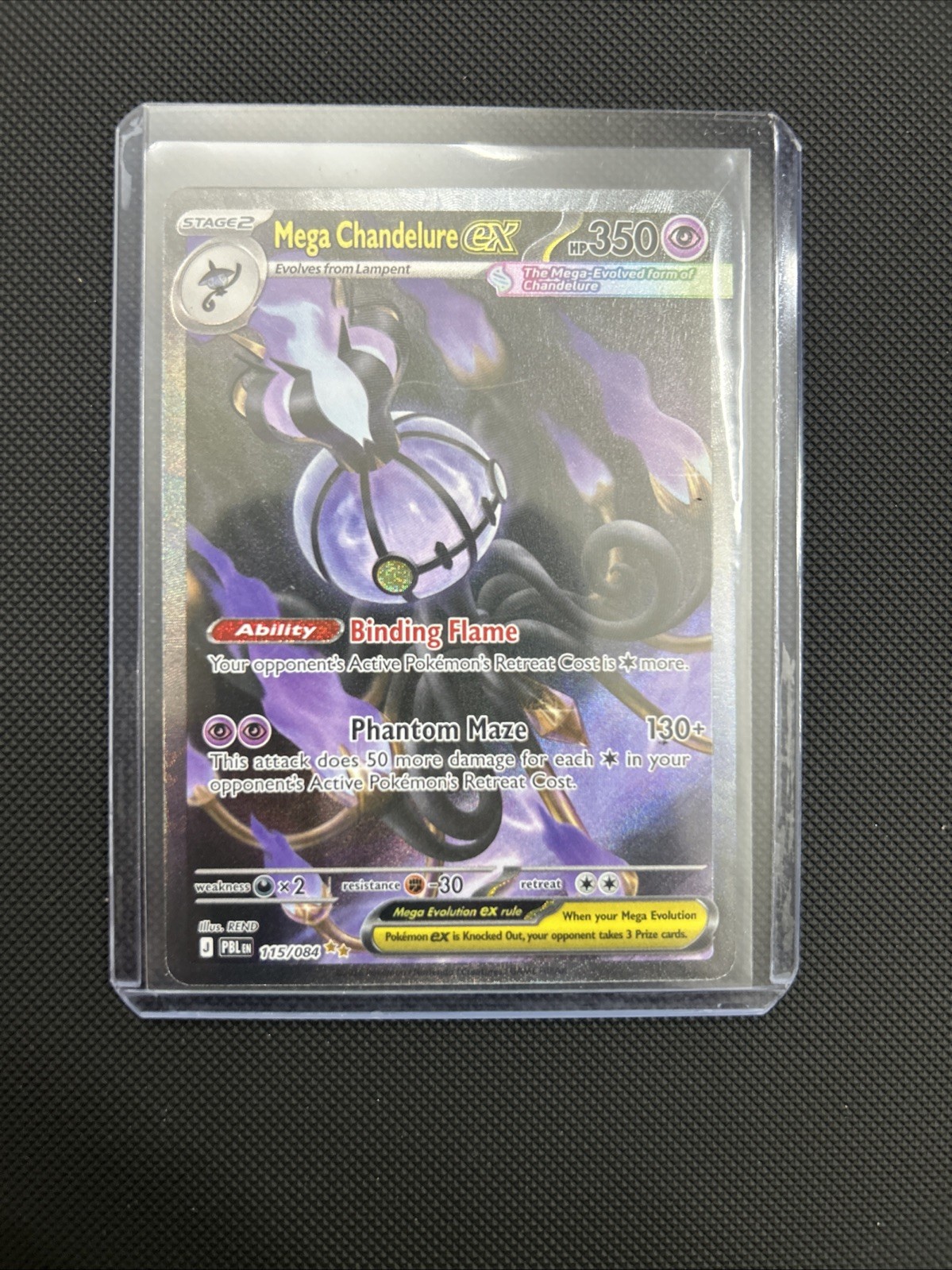 Pokemon TCG Mega Chandelure EX 115/084 SR –NM–Pitch Black