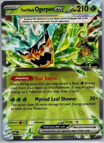 Teal Mask Ogerpon ex 025/167 Twilight Masquerade Double Rare Near Mint