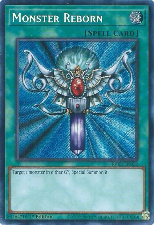 Monster Reborn (Secret Rare) RA03-EN052 Quarter Century Bonanza 1st Edition