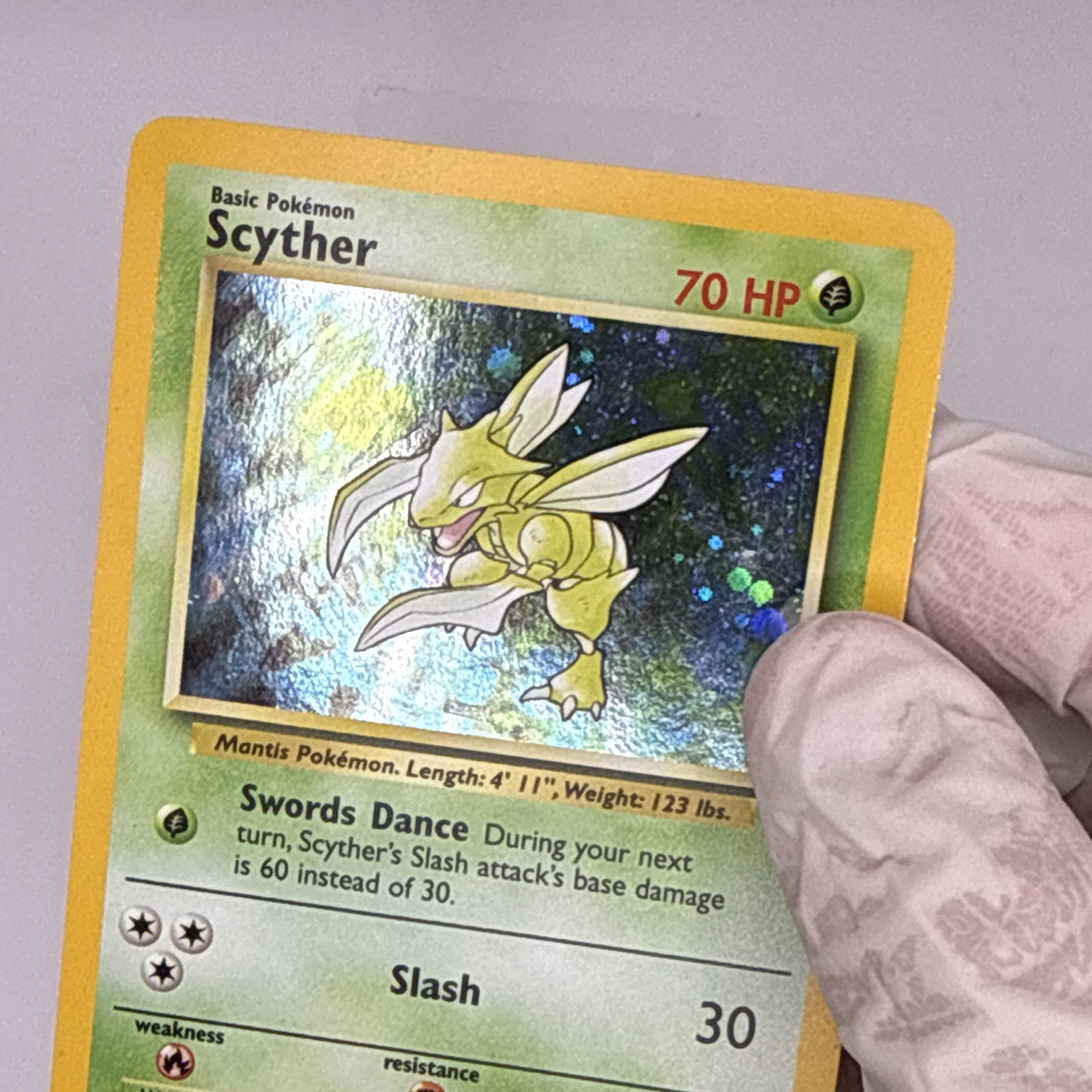Pokemon TCG Base Set 2 Scyther 017/130 Holo Rare Eng SWIRL! LP-NM