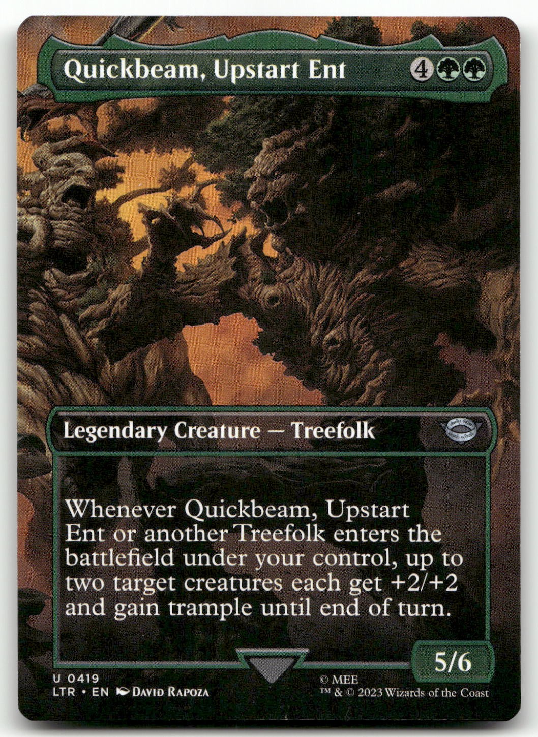 Quickbeam, Upstart Ent (Borderless) #419 (NM) Lord of the Rings LTR Magic MTG