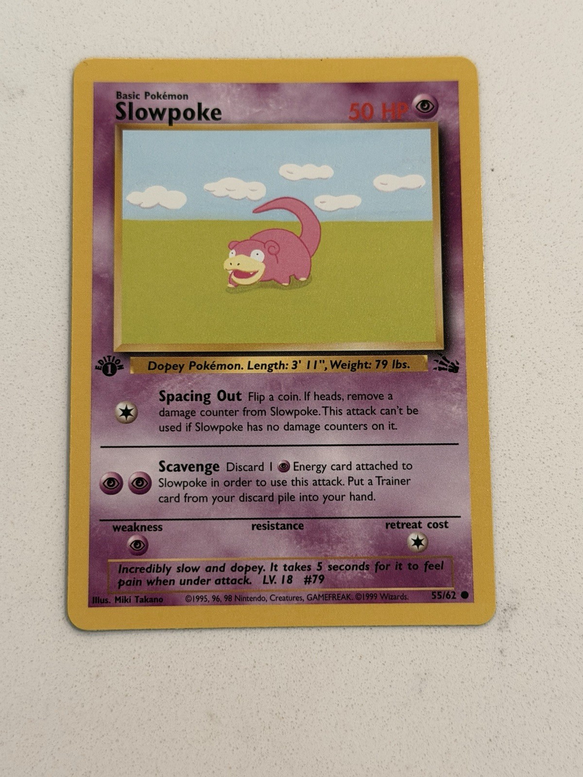 Pokemon Tcg Slowpoke 55/62 Fossil 1st Edition – Near Mint Copies