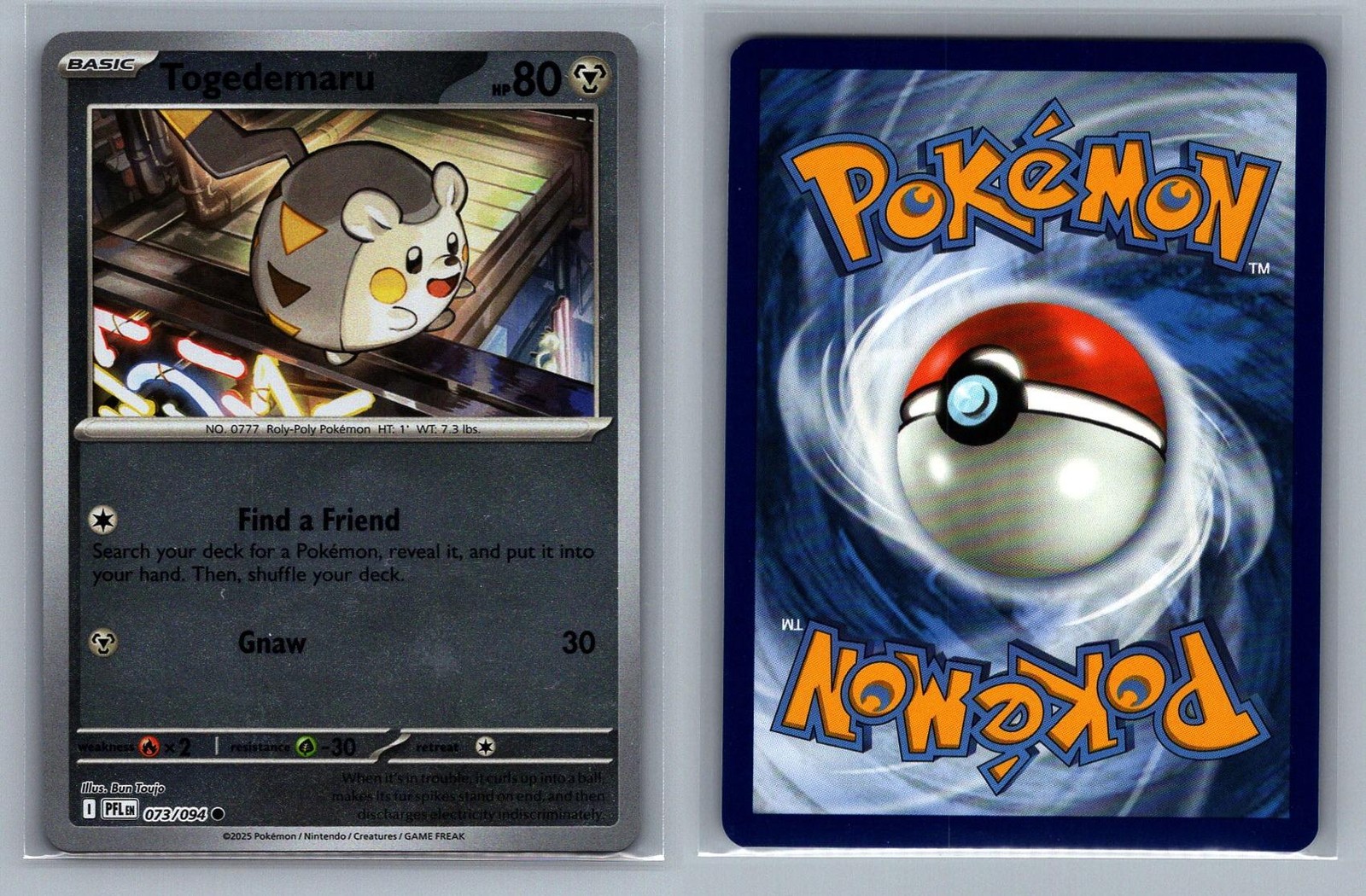 Togedemaru #073/094 Reverse Holo Phantasmal Flames (Bun Toujo) Pokemon Card – NM