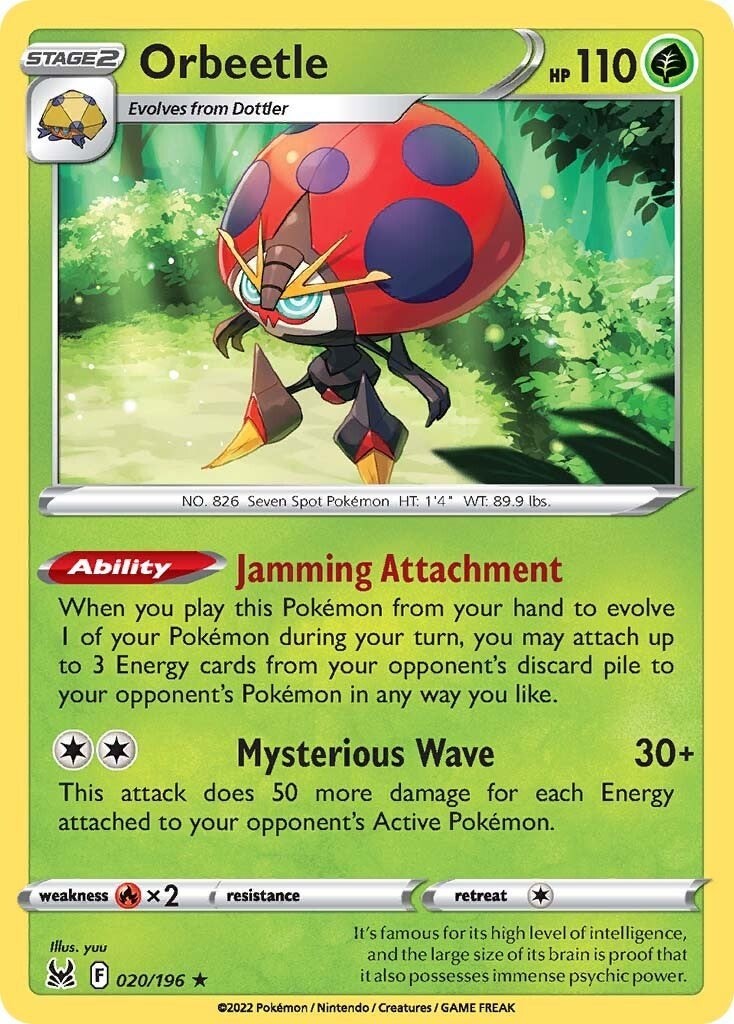 Orbeetle SWSH11 020/196 Pokémon SWSH11: Lost Origin Holo Rare Holofoil EN NM