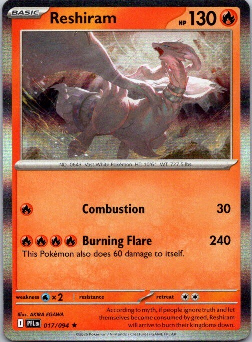 Reshiram 017/094 Rare Phantasmal Flames Pokemon Near Mint
