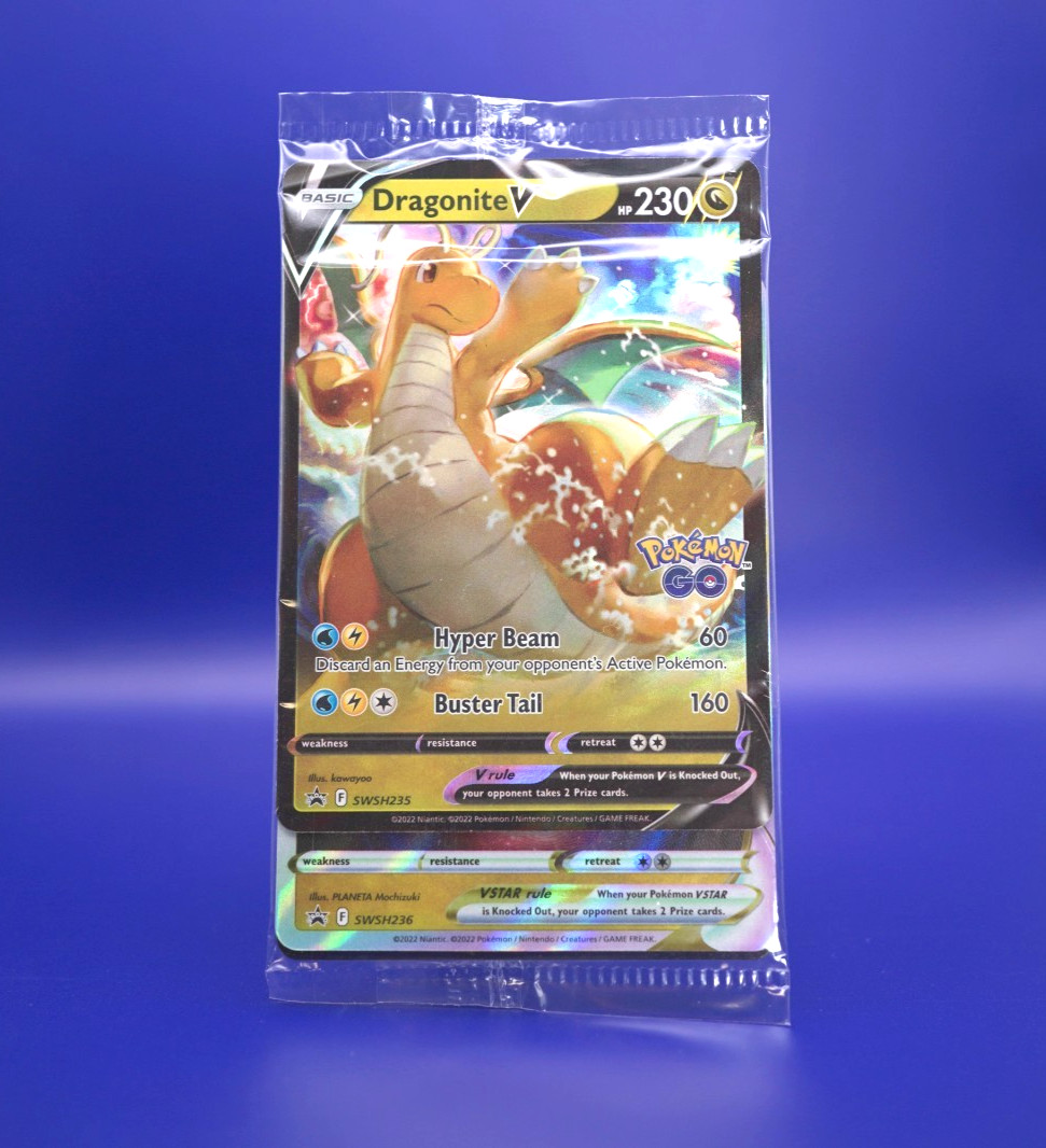 Sealed Dragonite V SWSH235 & VSTAR SWSH236 Pokemon GO Promo + Energy + Dice
