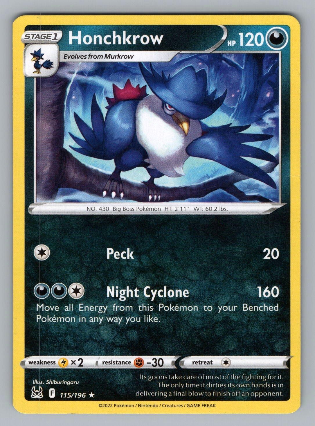 HONCHKROW 115/196 R POKEMON LP LOR SHIBURINGARU! * –