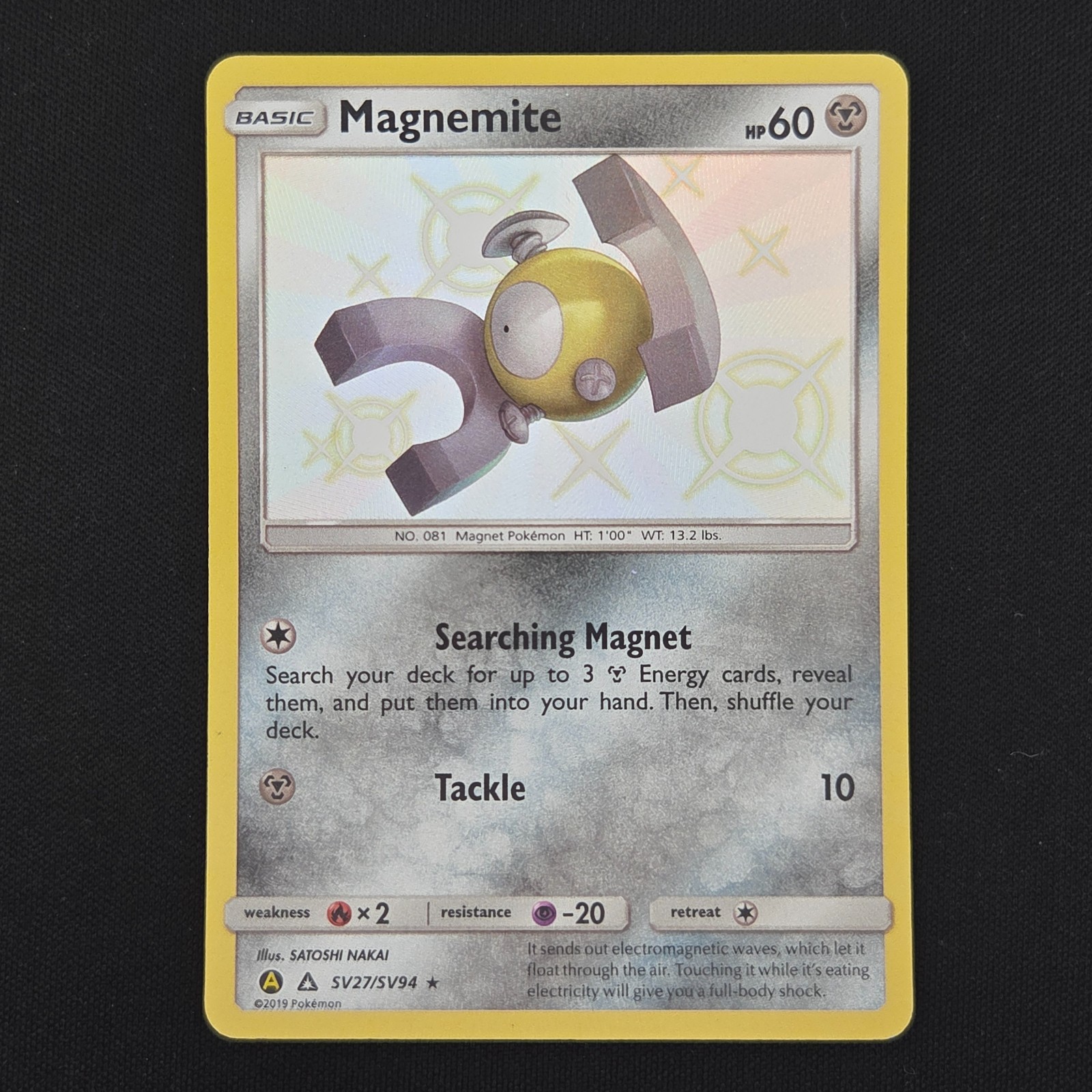 Pokémon TCG Card Magnemite SV27/SV94 Hidden Fates Shiny Holo Rare – NM