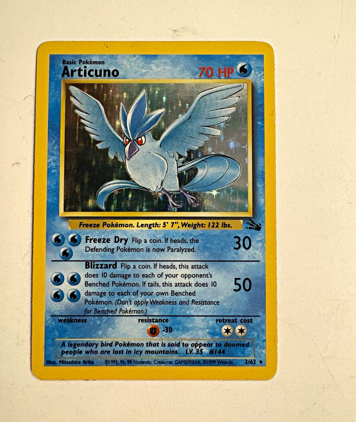 Articuno 2/62 Fossil Holo Rare Unlimited English 1999
