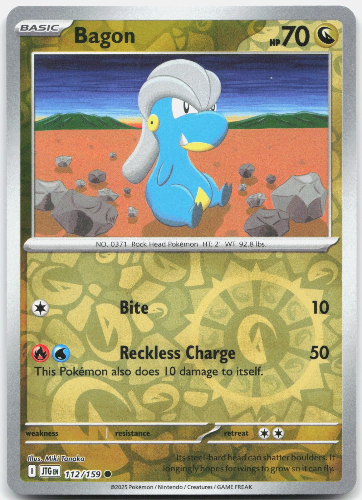 Bagon 112/159 Common Journey Together Pokemon Reverse Holo Near Mint