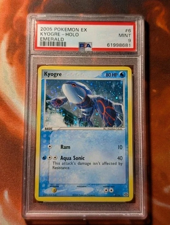 2005 POKEMON EX EMERALD #6 KYOGRE-HOLO PSA 9 🌀 Beautiful Cosmic Holo Swirl 🌀