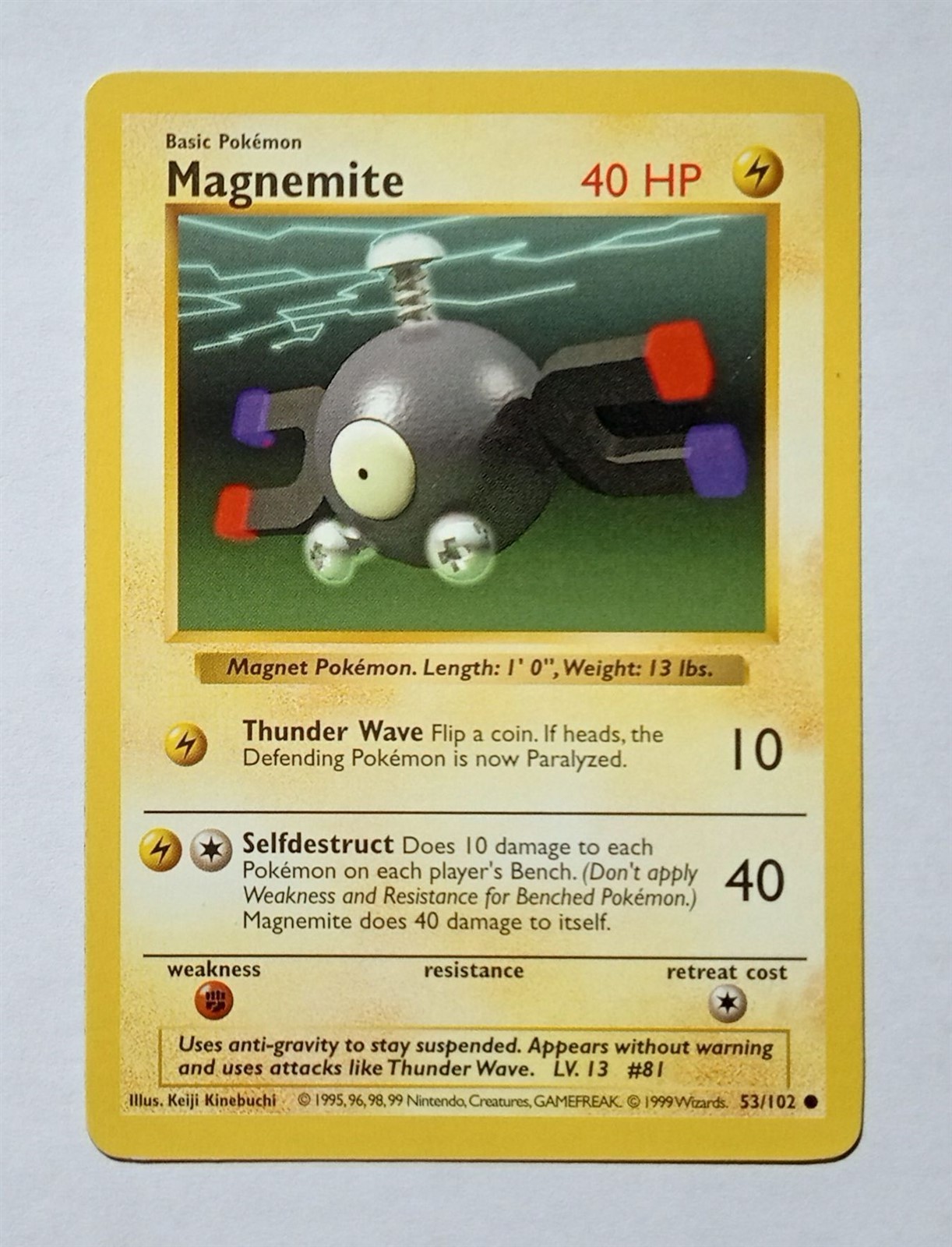 Pokemon – Magnemite – Base Set Shadowless 53/102 – Common – LP