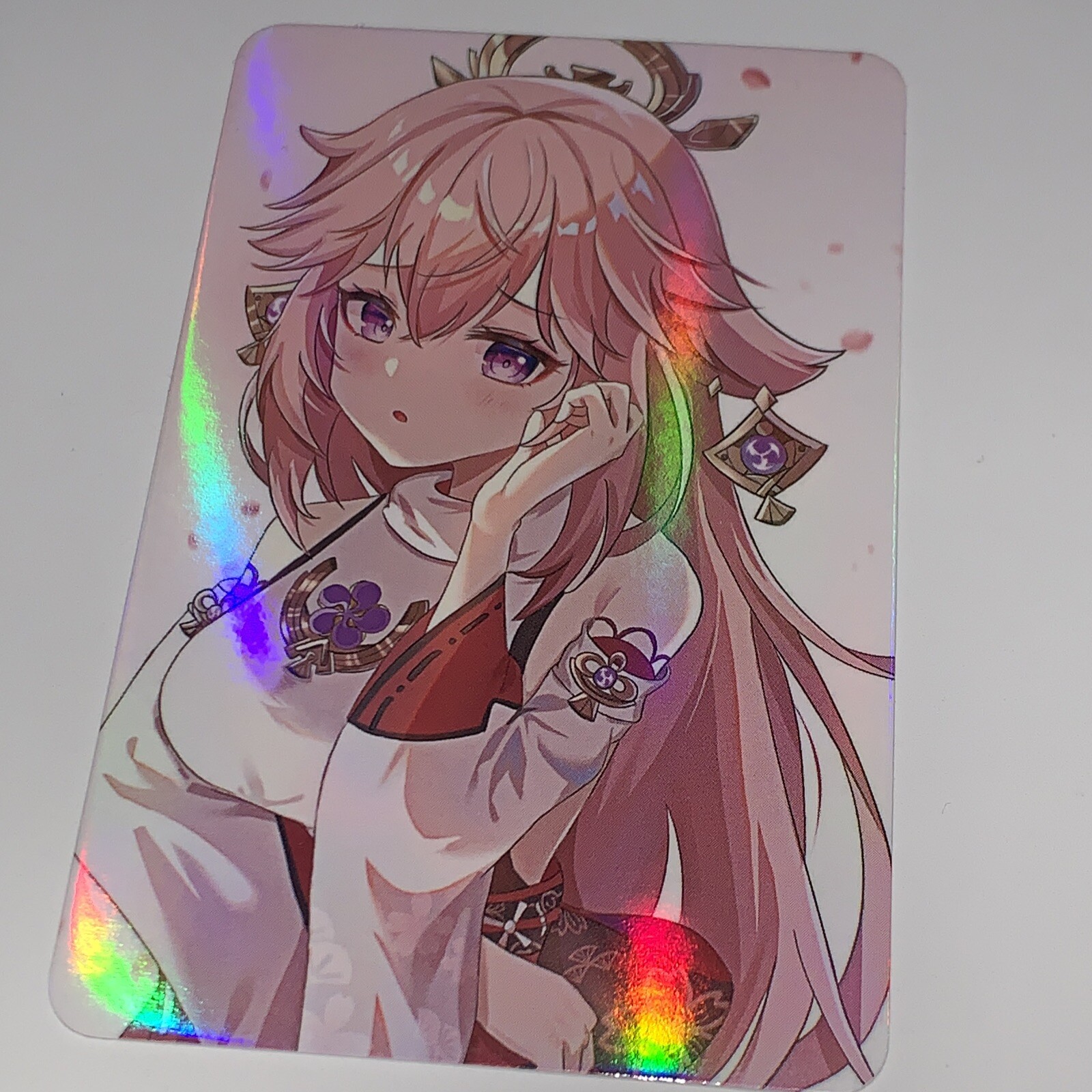 Yae Miko Genshin Impact Art Goddess Story Anime Waifu Card Girl Sexy Petals