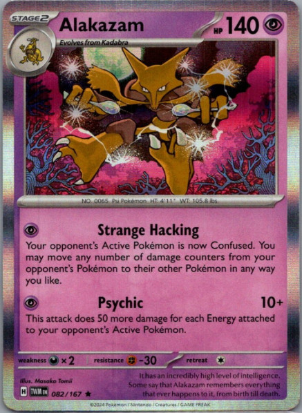 Pokemon – Alakazam – 082/167 – Holo Rare- Twilight Masquerade – NM/M