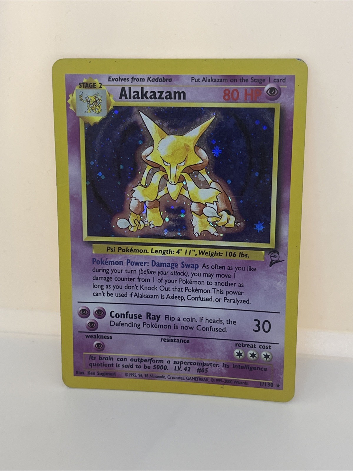 Pokémon TCG Alakazam 1/130 Base Set 2 Holo Unlimited Rare WOTC