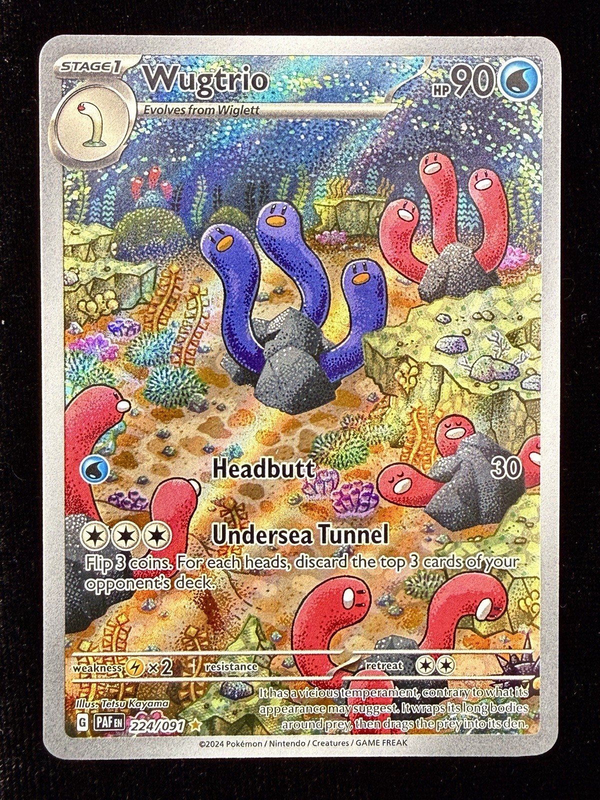Wugtrio Holo Illustration Rare SV: Paldean Fates 224/091 NM