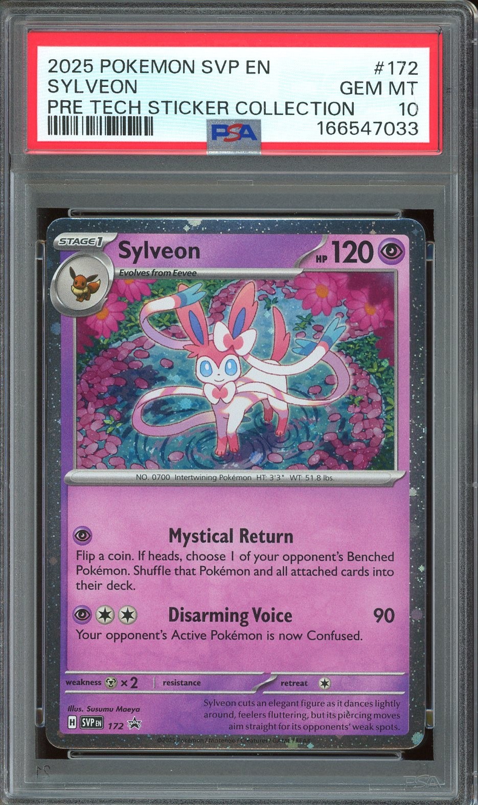 2025 Pokemon Prismatic Evolutions Tech Sticker Collection #172 Sylveon PSA 10
