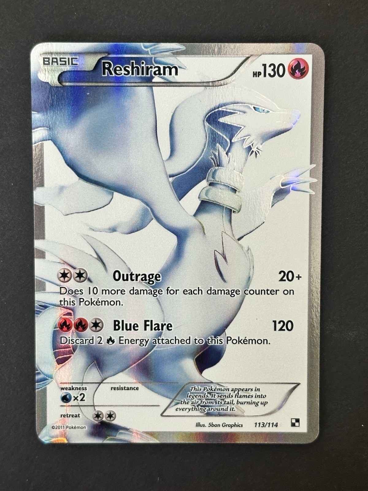 Reshiram 113/114 Black And White Ultra Rare Pokemon 2011