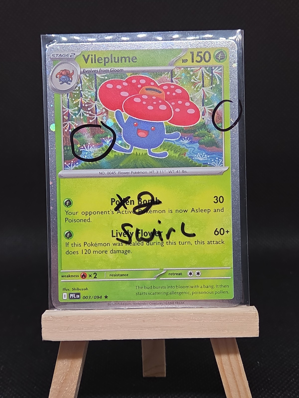 DOUBLE SWIRL Vileplume 🌀 (Cosmos Holo) 003/094 Phantasmal Flames Promo Holo NM