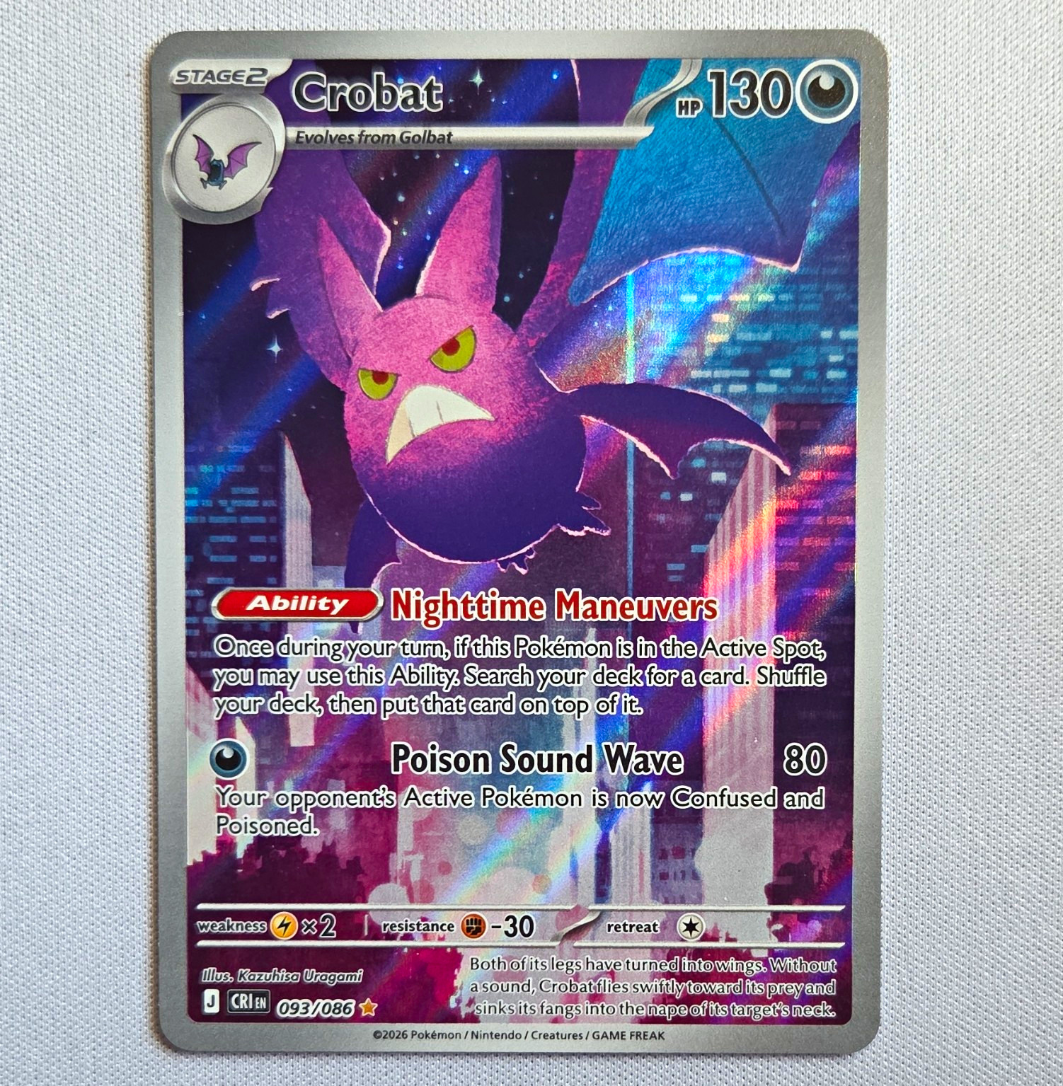 The Pokémon Company Crobat 093/198 Chilling Reign Rare Holo ENG 2021 130 HP