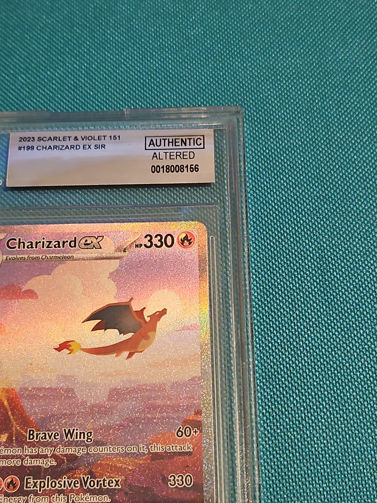 Charizard ex 199/165 151 BGS Authentic Altered PRINT ERROR ON BACK OF CARD