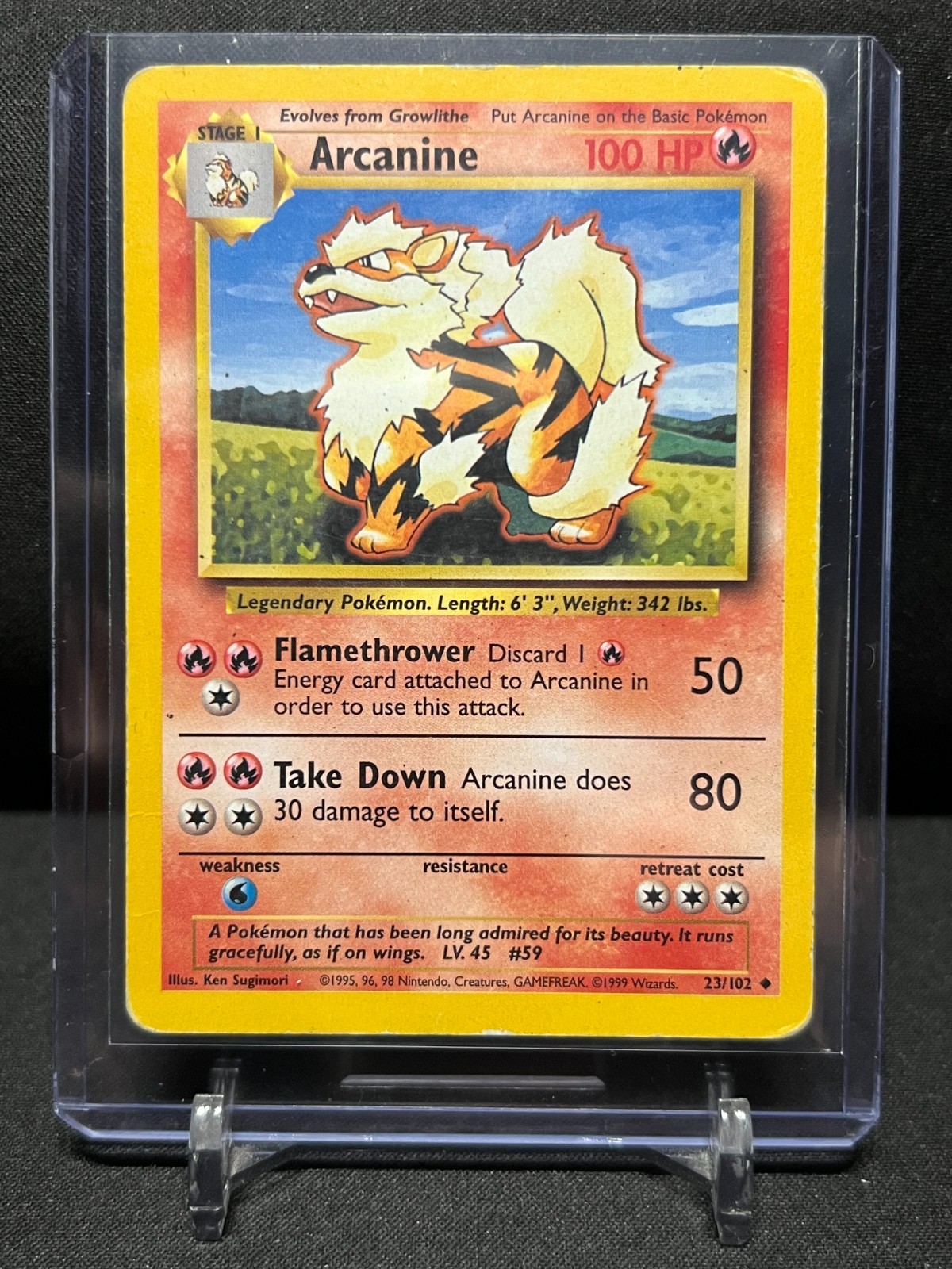 Arcanine 23/102 Pokémon 1999 Unlimited Base Set MP