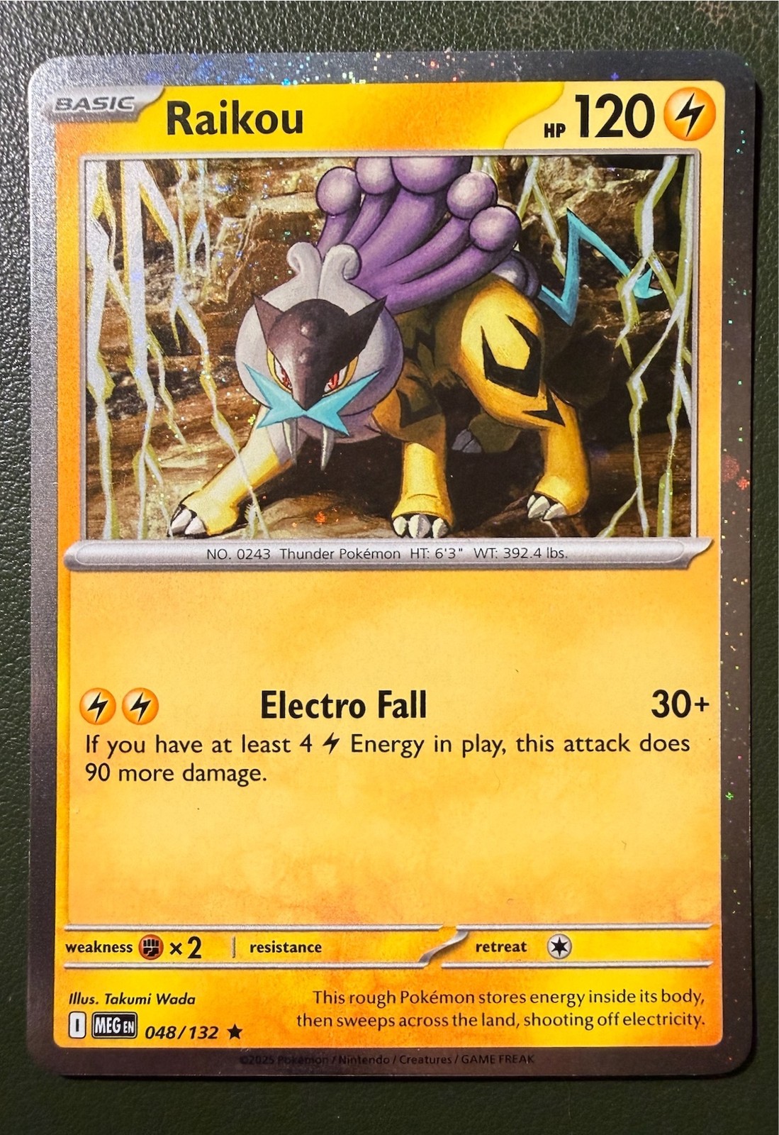 Pokemon TCG Raikou 48/132 Mega Evolution ME1 Cosmos Holo NM