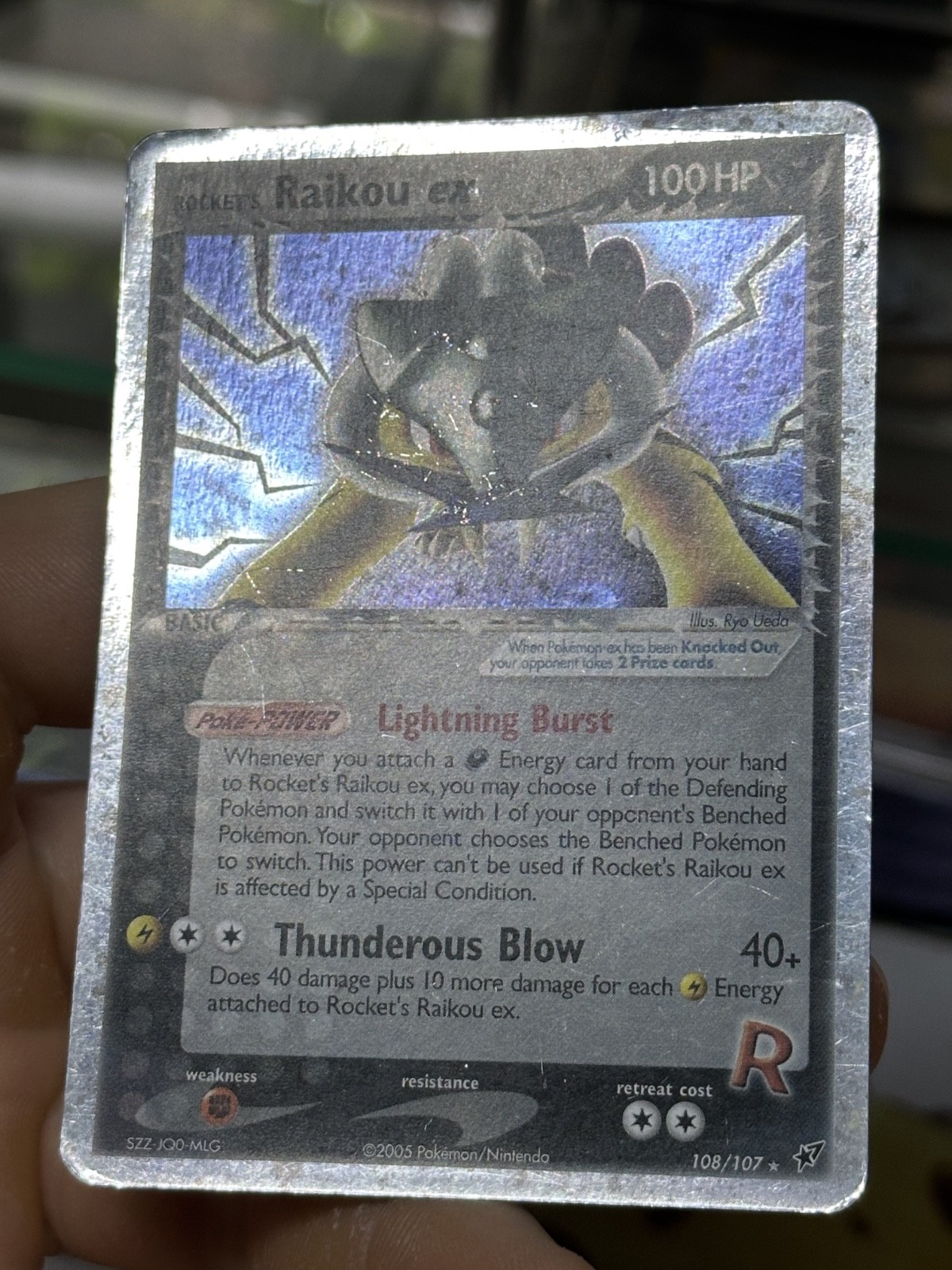 #2 PARTIAL HOLOBLEED Rocket’s Raikou ex 108/107 EX Deoxys 2005 Holo Rare Pokémon