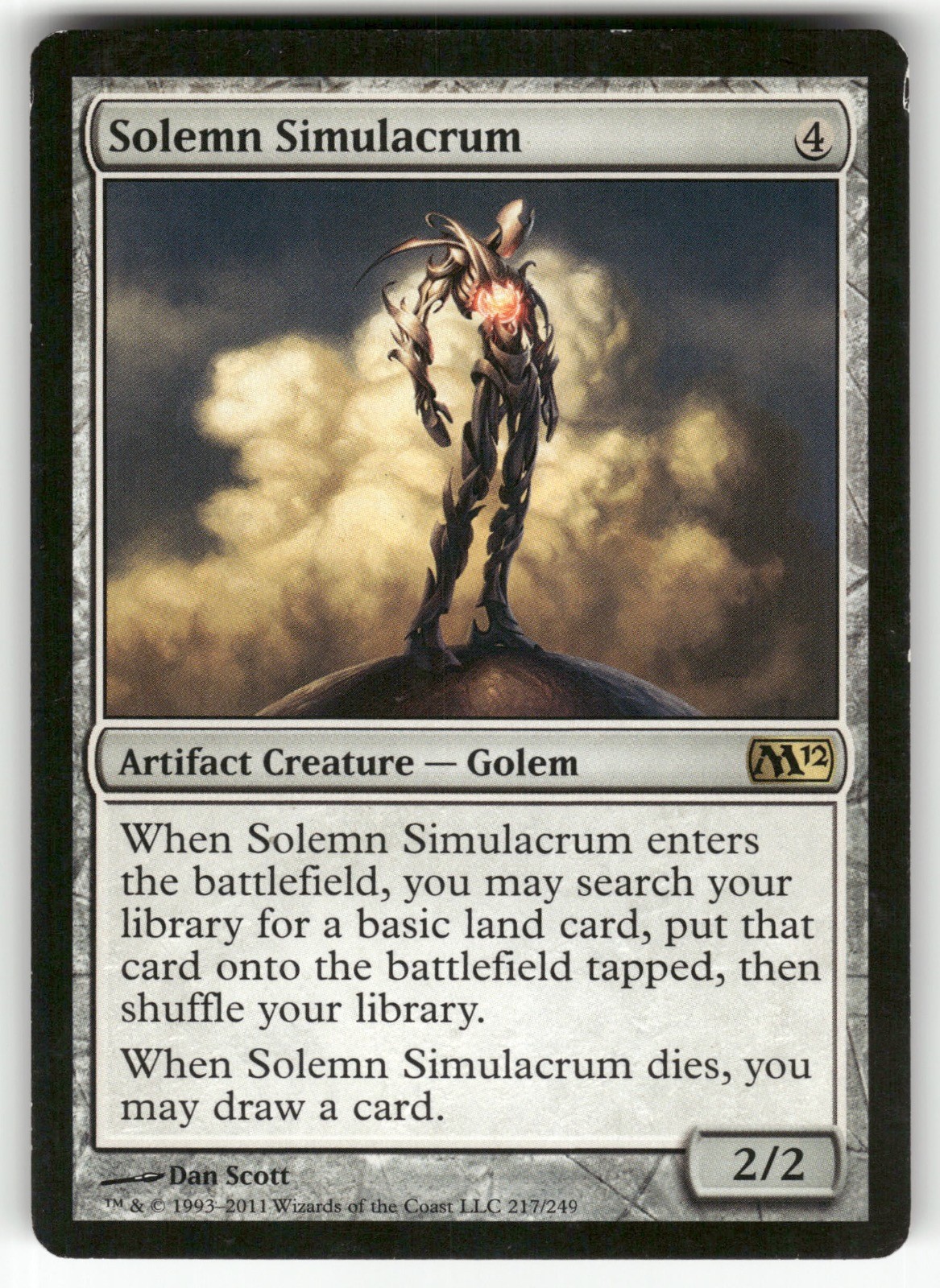 Solemn Simulacrum 217 Rare Magic 2012 (M12) Magic: The Gathering Lightly Played