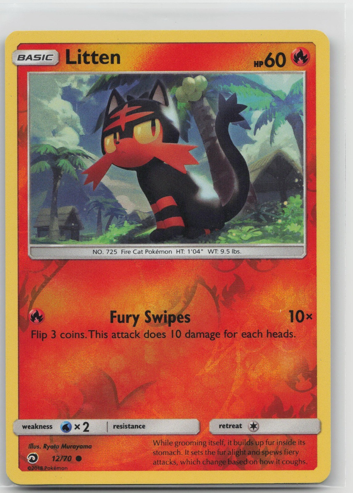 Litten Common Fire Dragon Majesty 12/70 LP 2018 Ryota Murayama Reverse Holo