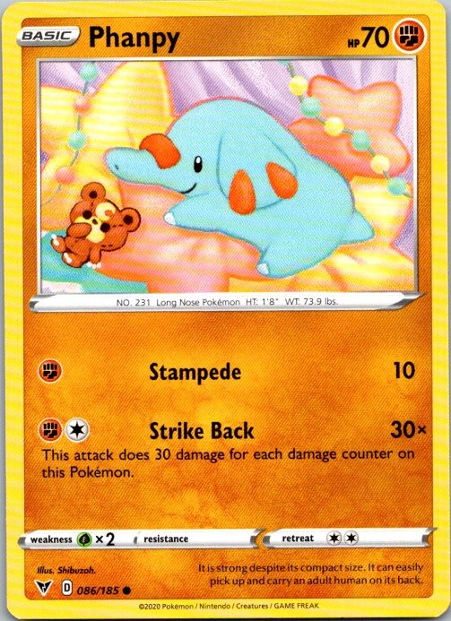 Phanpy Common SWSH04: Vivid Voltage 086/185 NM Teddiursa Cameo