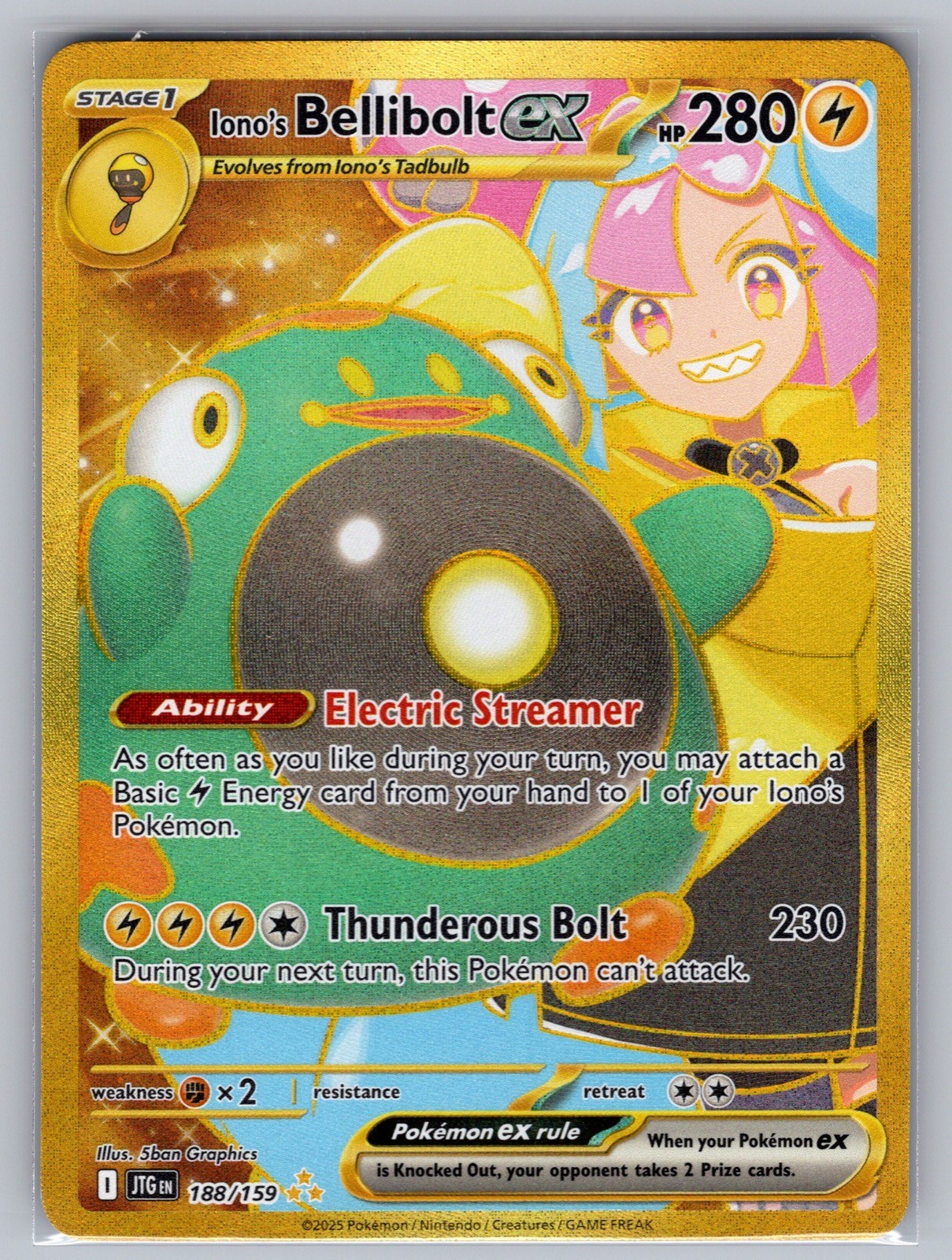 Iono’s Bellibolt ex 188/159 Hyper Rare Journey Together Pokemon Holo Near Mint